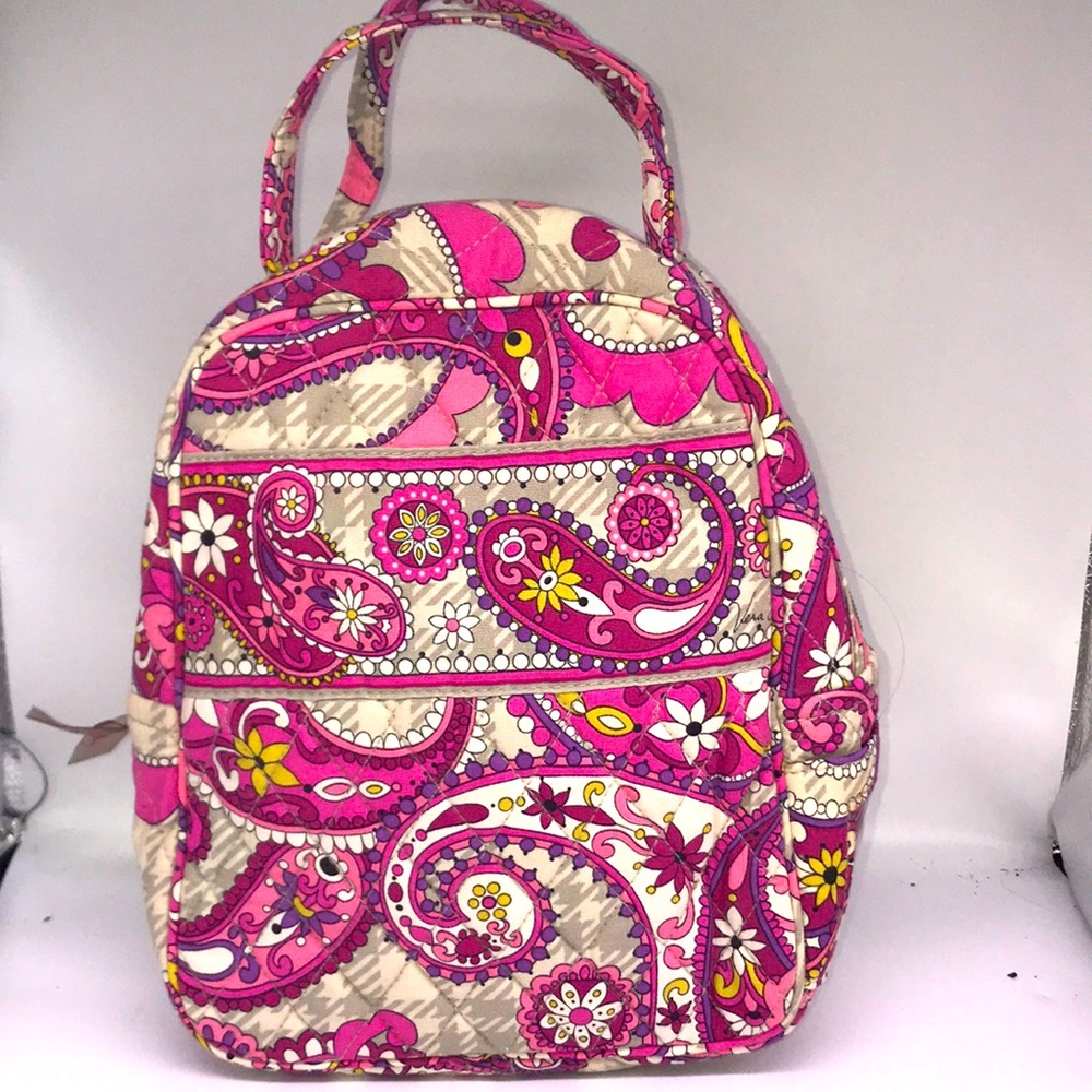 Vera Bradley pink gray paisley pattern lunchbox bag quilted fabric